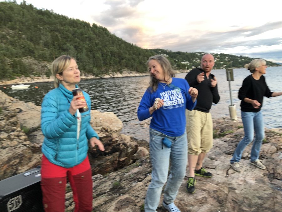 Dancing on the rocks at dusk